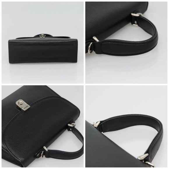 Burberrys Hand Bag Leather Black Silver Auth BA3309 - Picture 16 of 16